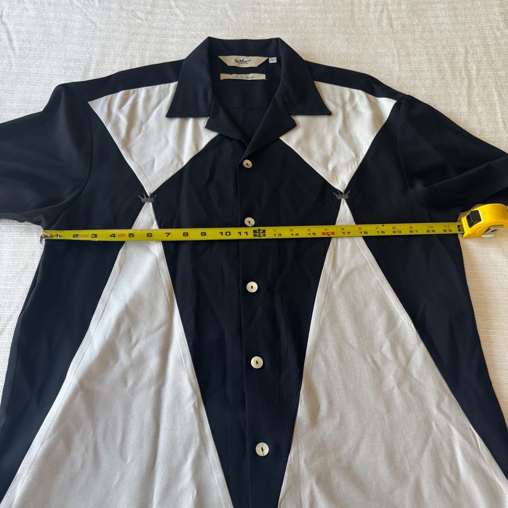 DaVinci California Charlie Sheen Signature Series Bowling Shirt Black White XL - Picture 10 of 11